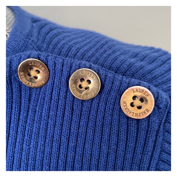 LAUREN RALPH LAUREN RIB KNIT SWEATER STRIPED BLUE BLACK SIZE L - Picture 6 of 6